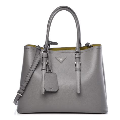 PRADA Saffiano Cuir Medium Double Handle Tote Marmo